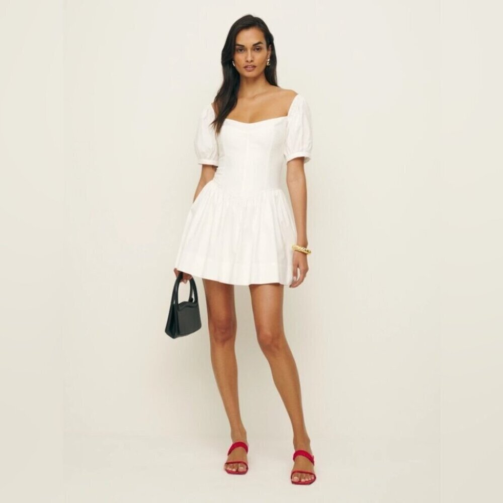 NEW Reformation Calie Mini Short Sleeve Dress Cotton | size 0 - Picture 2 of 12